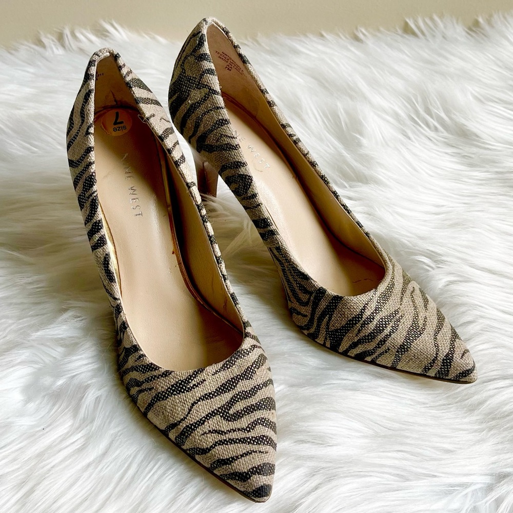 Nine West Metallic Zebra Print Heels - Picture 3 of 9